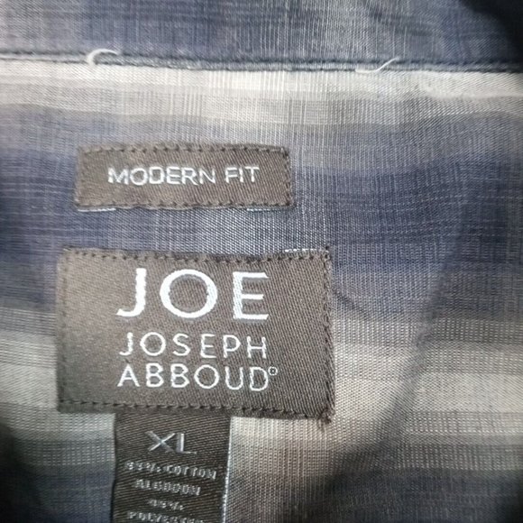 Joseph Abboud Mens Shirt Button Up Gray XL Plaid Modern Fit Career Preppy - Picture 5 of 11